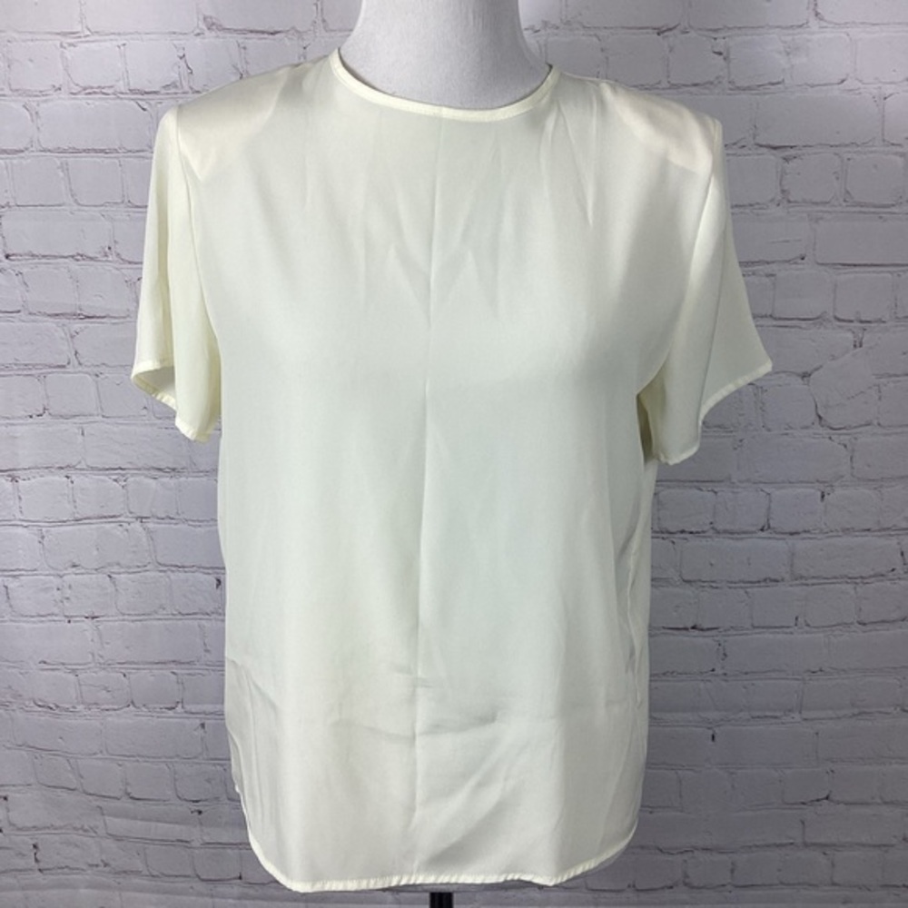 Vintage Y2K 90's Hana Sung Ivory Sateen Dolman Sleeve Blouse Size S/M